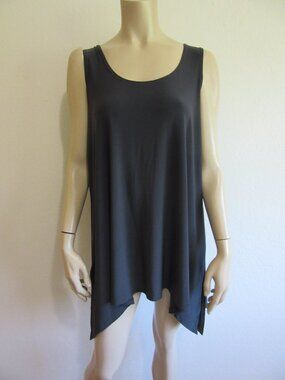 Simpli Gray Stretchy 14 Asymmetrical Sleeveless Tunic